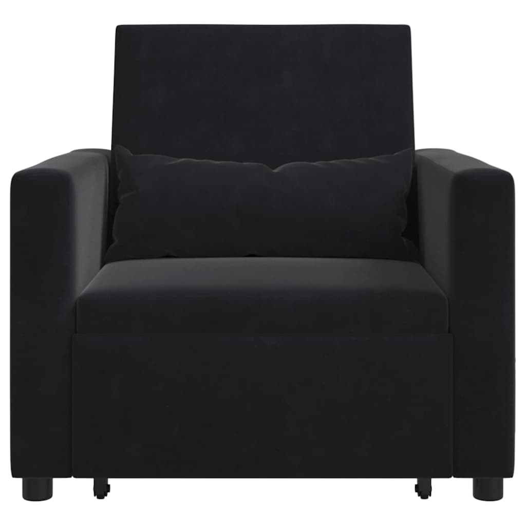 Canapé Lit Simple avec des roues Noir 90 x 165 x 87 cm Velours - XIOS
