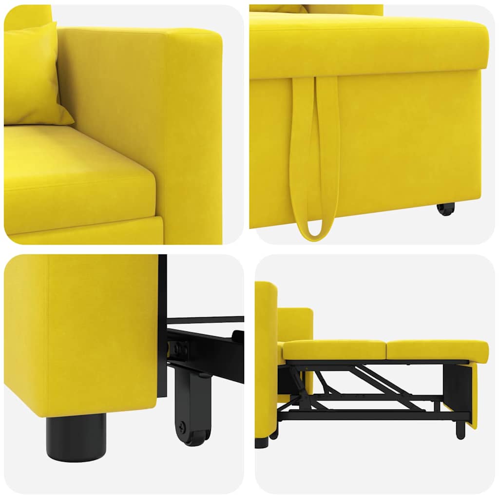 Canapé Lit Simple avec des roues Jaune 90 x 165 x 87 cm Velours - XIOS