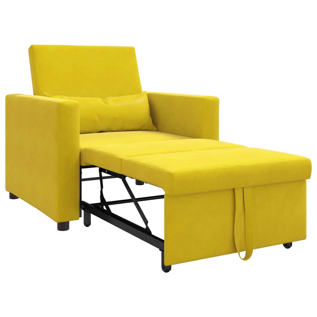Canapé Lit Simple avec des roues Jaune 90 x 165 x 87 cm Velours - XIOS