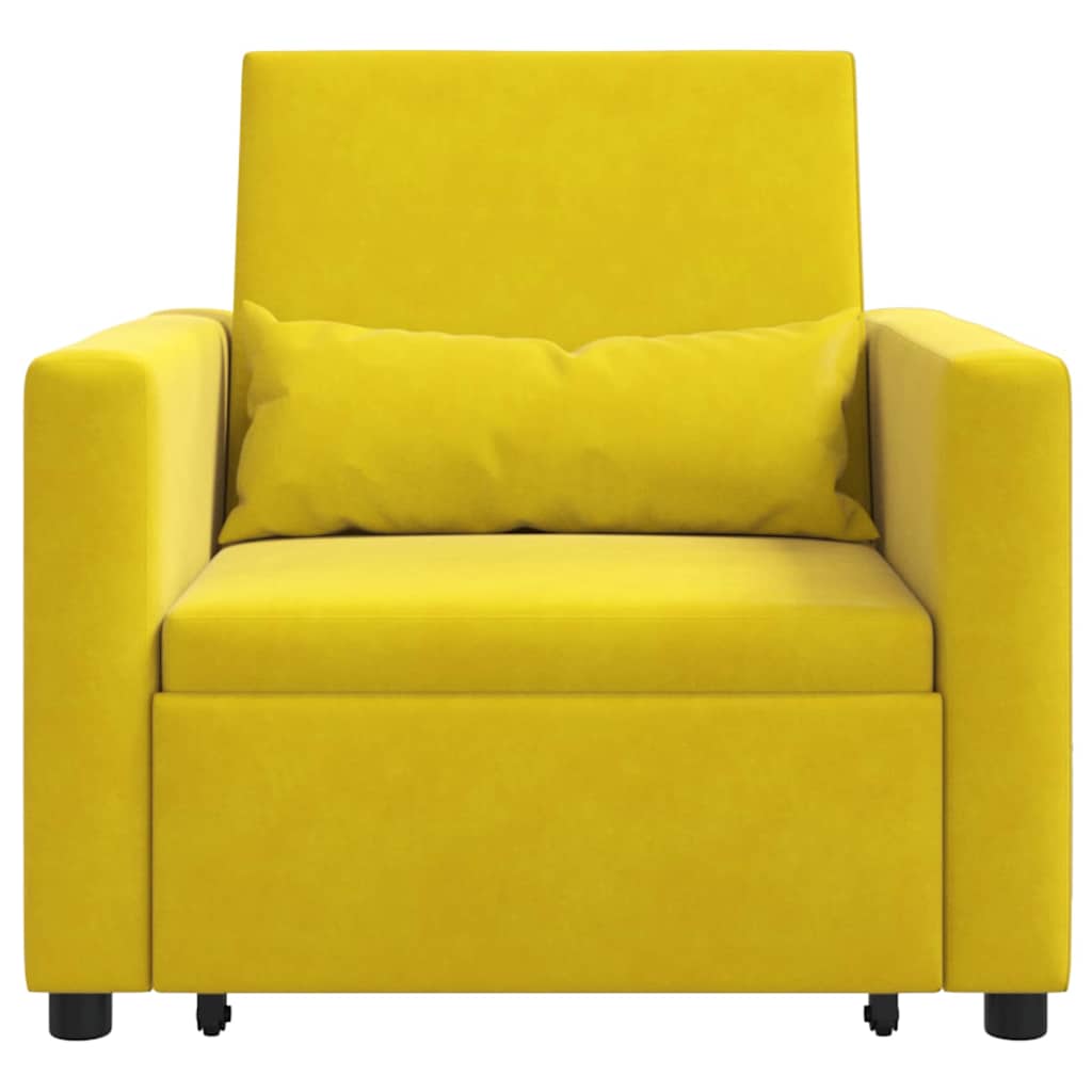 Canapé Lit Simple avec des roues Jaune 90 x 165 x 87 cm Velours - XIOS