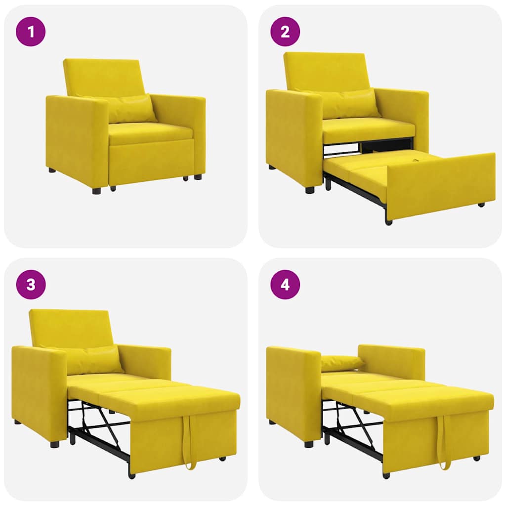 Canapé Lit Simple avec des roues Jaune 90 x 165 x 87 cm Velours - XIOS