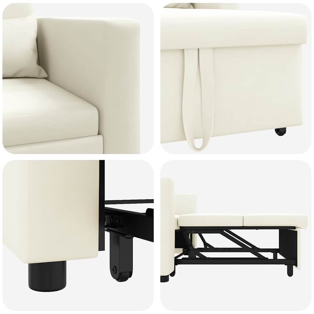 Canapé Lit Simple avec des roues Crème 90 x 165 x 87 cm Velours - XIOS