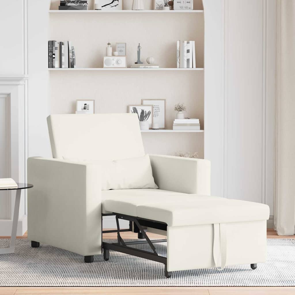 Canapé Lit Simple avec des roues Crème 90 x 165 x 87 cm Velours - XIOS
