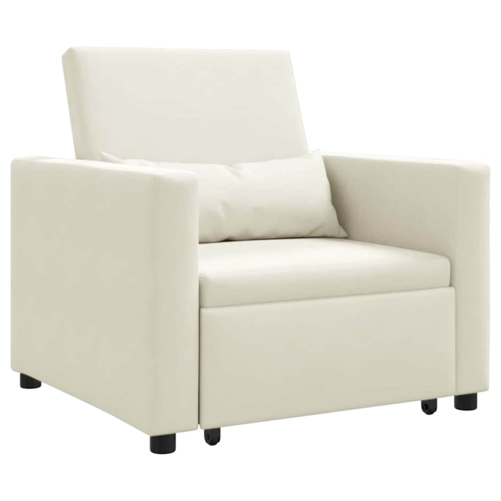 Canapé Lit Simple avec des roues Crème 90 x 165 x 87 cm Velours - XIOS