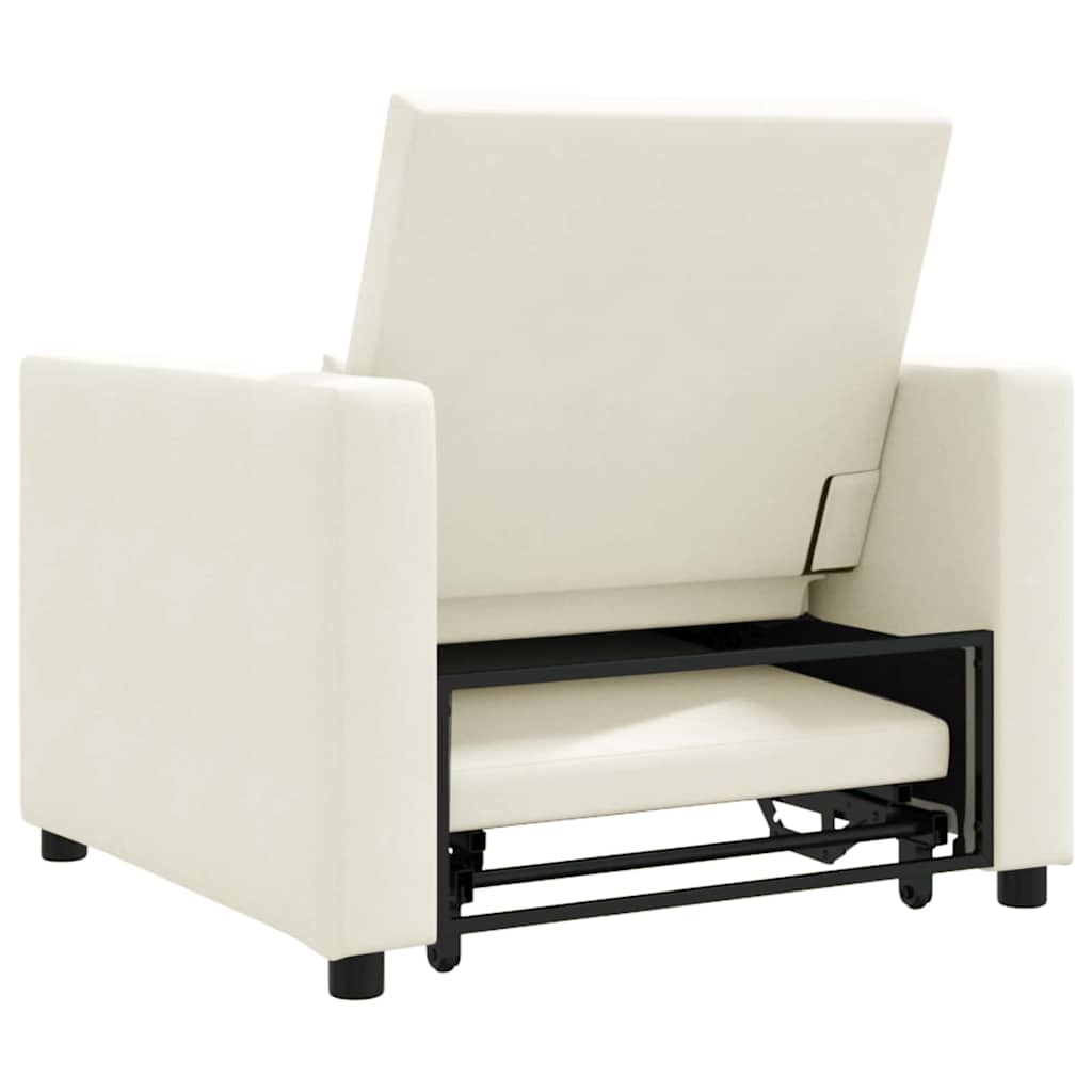 Canapé Lit Simple avec des roues Crème 90 x 165 x 87 cm Velours - XIOS