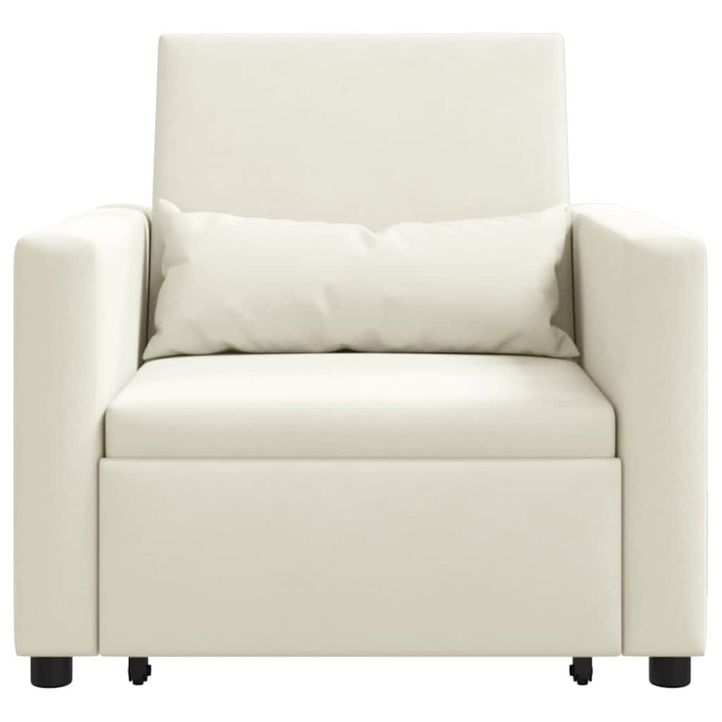 Canapé Lit Simple avec des roues Crème 90 x 165 x 87 cm Velours - XIOS