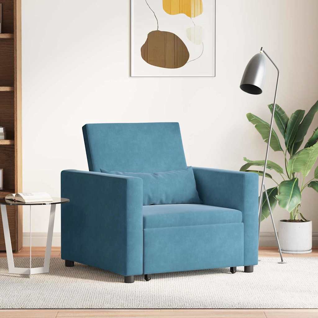Canapé Lit Simple avec des roues Bleu 90 x 165 x 87 cm Velours - XIOS