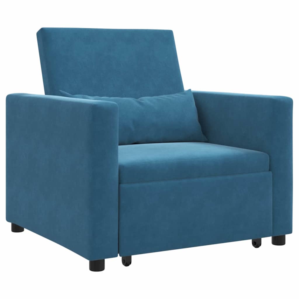 Canapé Lit Simple avec des roues Bleu 90 x 165 x 87 cm Velours - XIOS