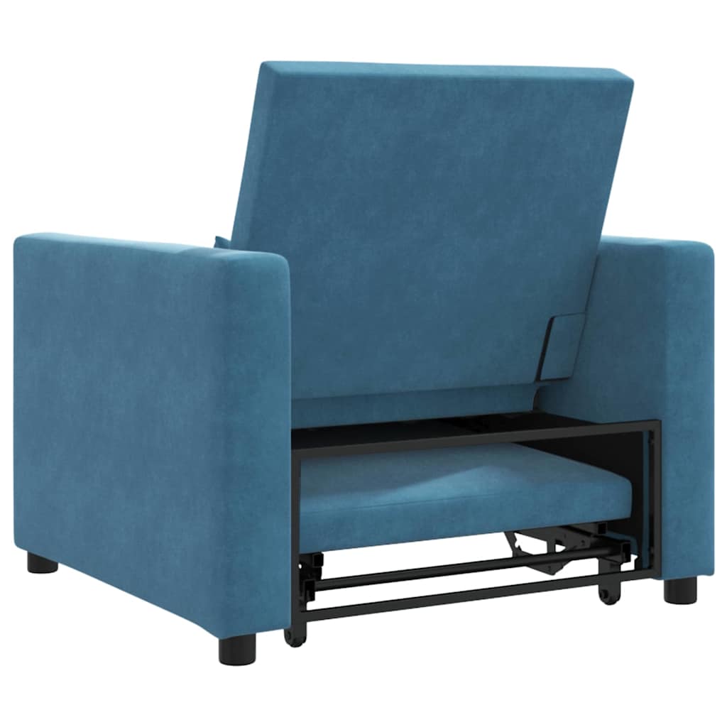 Canapé Lit Simple avec des roues Bleu 90 x 165 x 87 cm Velours - XIOS
