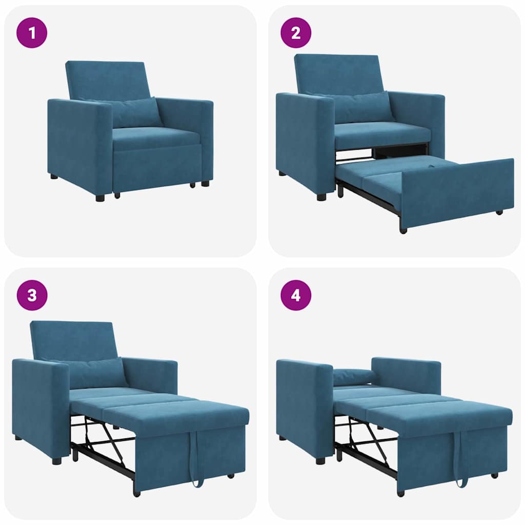 Canapé Lit Simple avec des roues Bleu 90 x 165 x 87 cm Velours - XIOS