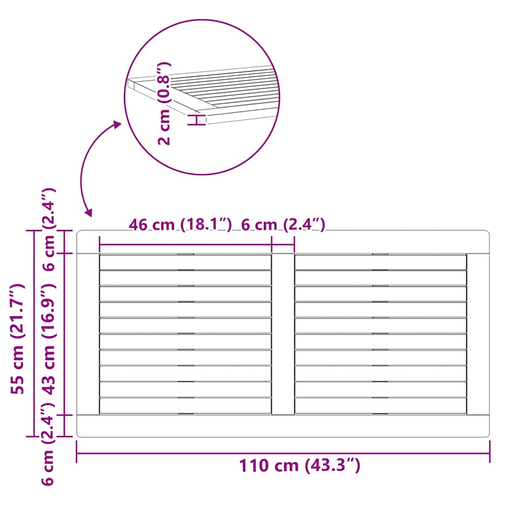 Plateau de table Marron 110 x 55 x 2 cm Bois d'acacia massif - XIOS