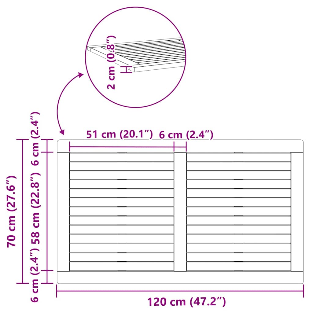 Plateau de table Huile Naturelle 120 x 70 x 2 cm