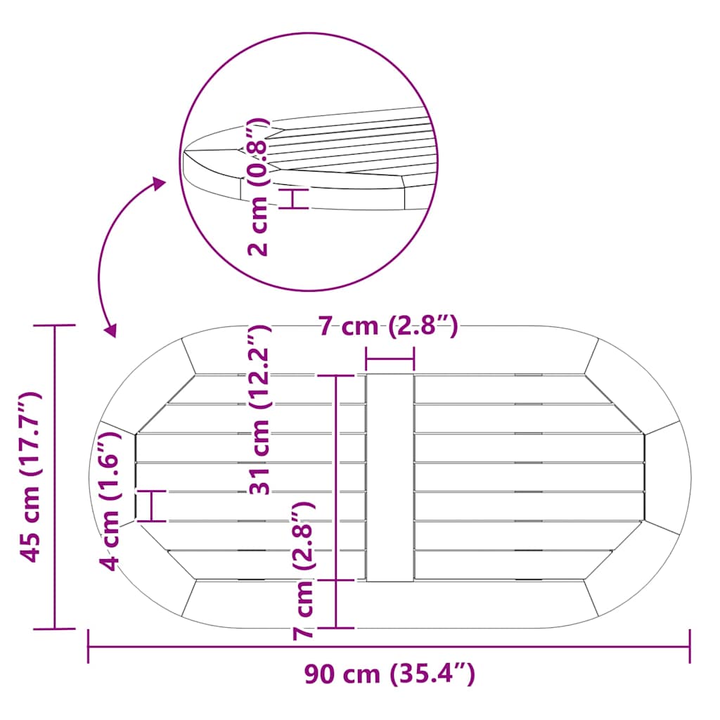 Plateau de table Marron 90 x 45 x 2 cm Bois d'acacia massif - XIOS