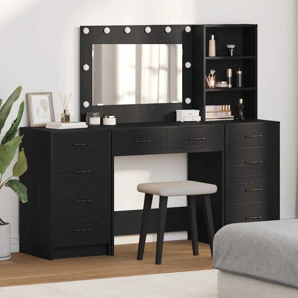 Table de Toilette 3 pc Chêne noir 78,5 x 41 x 135 cm - XIOS