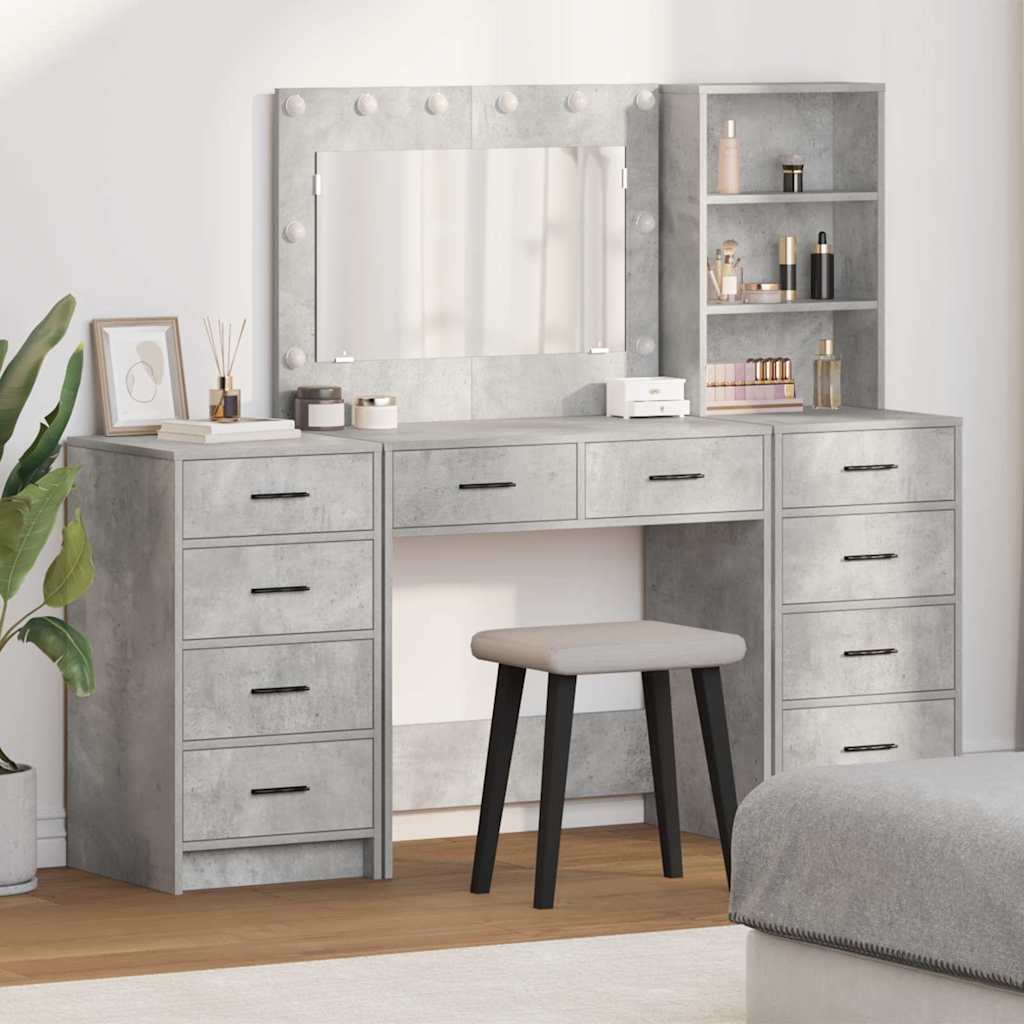 Table de Toilette 3 pcs Gris 40 x 41 x 135 cm Bois d'ingénierie - XIOS