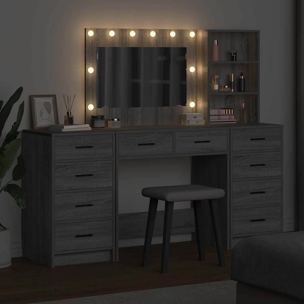 Table de Toilette 3 pcs Gris 40 x 41 x 135 cm Bois d'ingénierie - XIOS