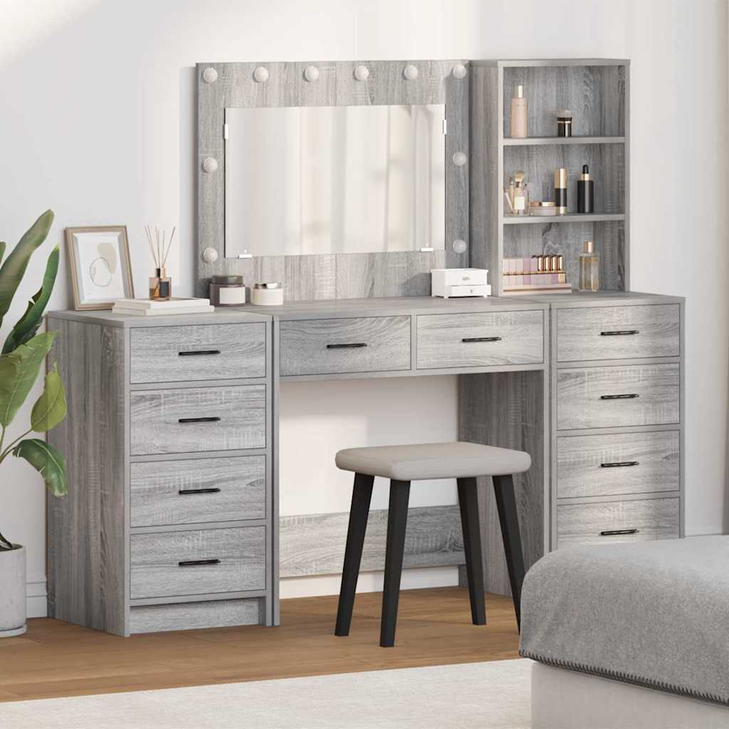 Table de Toilette 3 pcs Gris 40 x 41 x 135 cm Bois d'ingénierie - XIOS