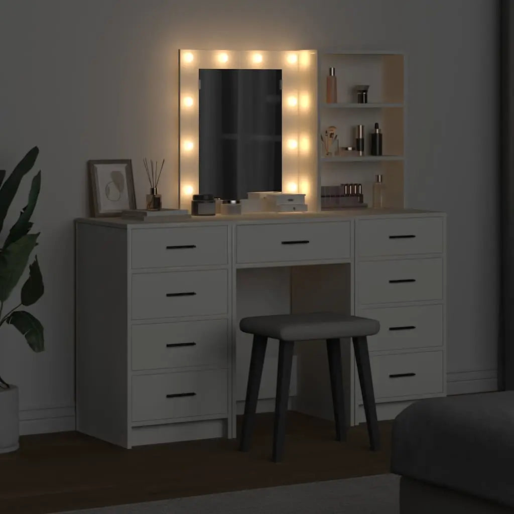Table de Toilette 3 pc Blanc 40 x 41 x 135 cm Bois d’ingénierie - XIOS