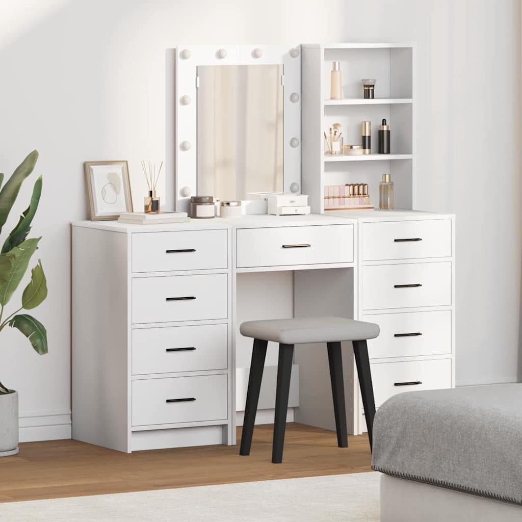 Table de Toilette avec tiroir 3 pcs Blanc 40 x 41 x 135 cm - XIOS