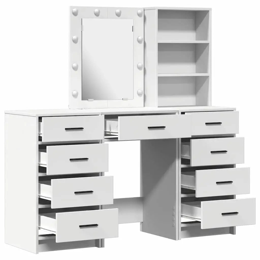 Table de Toilette 3 pc Blanc 40 x 41 x 135 cm Bois d’ingénierie - XIOS