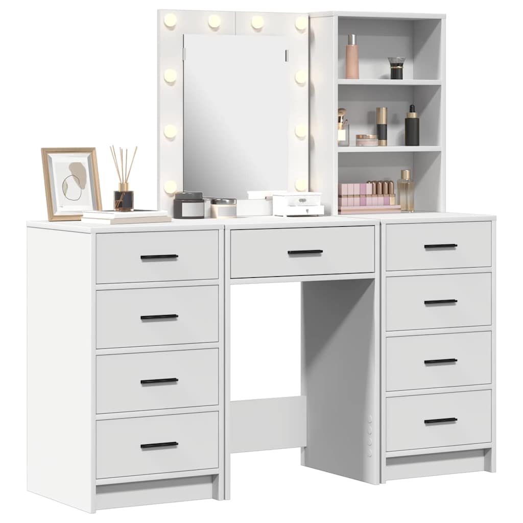 Table de Toilette avec tiroir 3 pcs Blanc 40 x 41 x 135 cm - XIOS