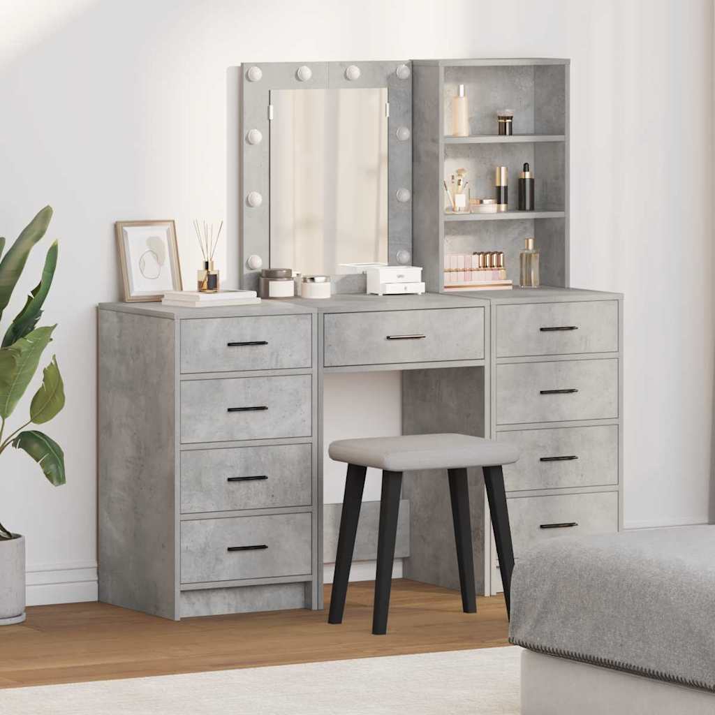 Table de Toilette 3 pcs Gris 40 x 41 x 135 cm Bois d'ingénierie - XIOS
