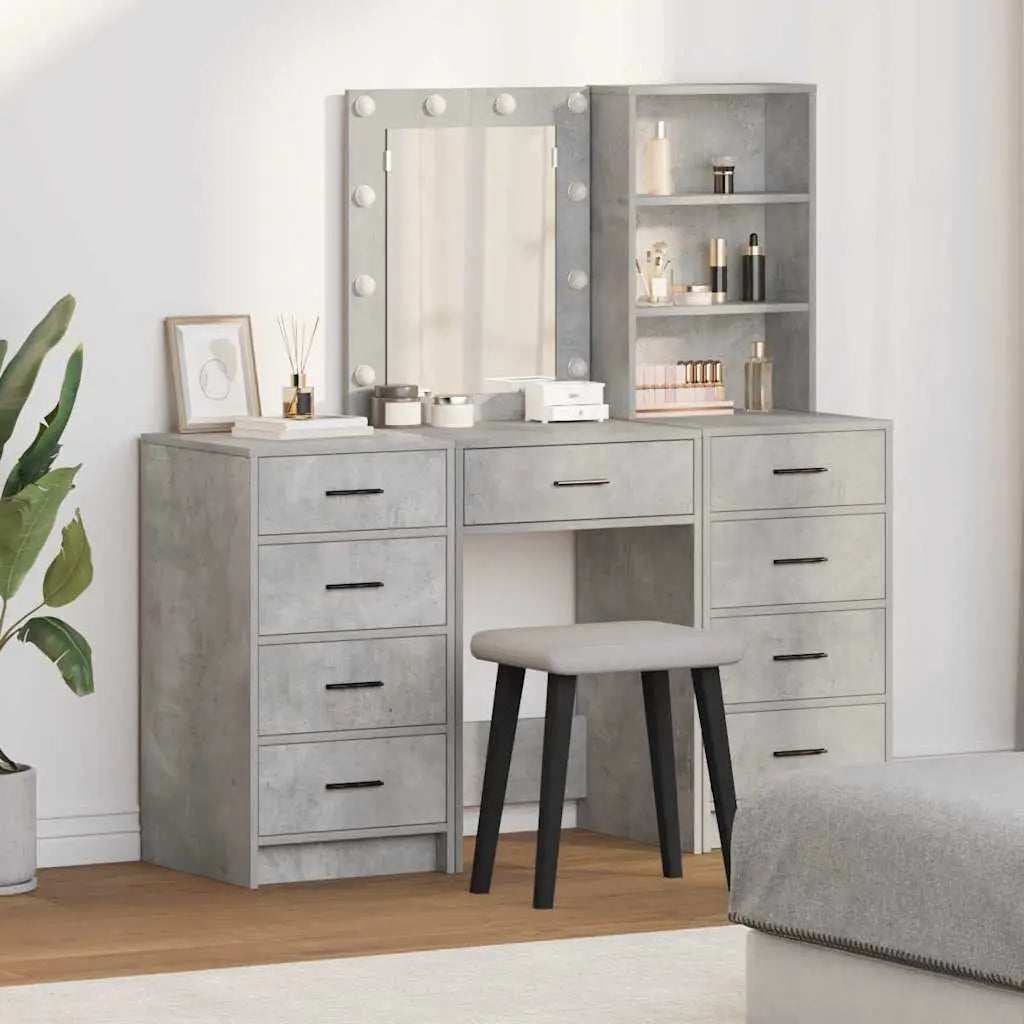 Table de Toilette 3 pc Gris 40 x 41 x 135 cm Bois d’ingénierie - XIOS