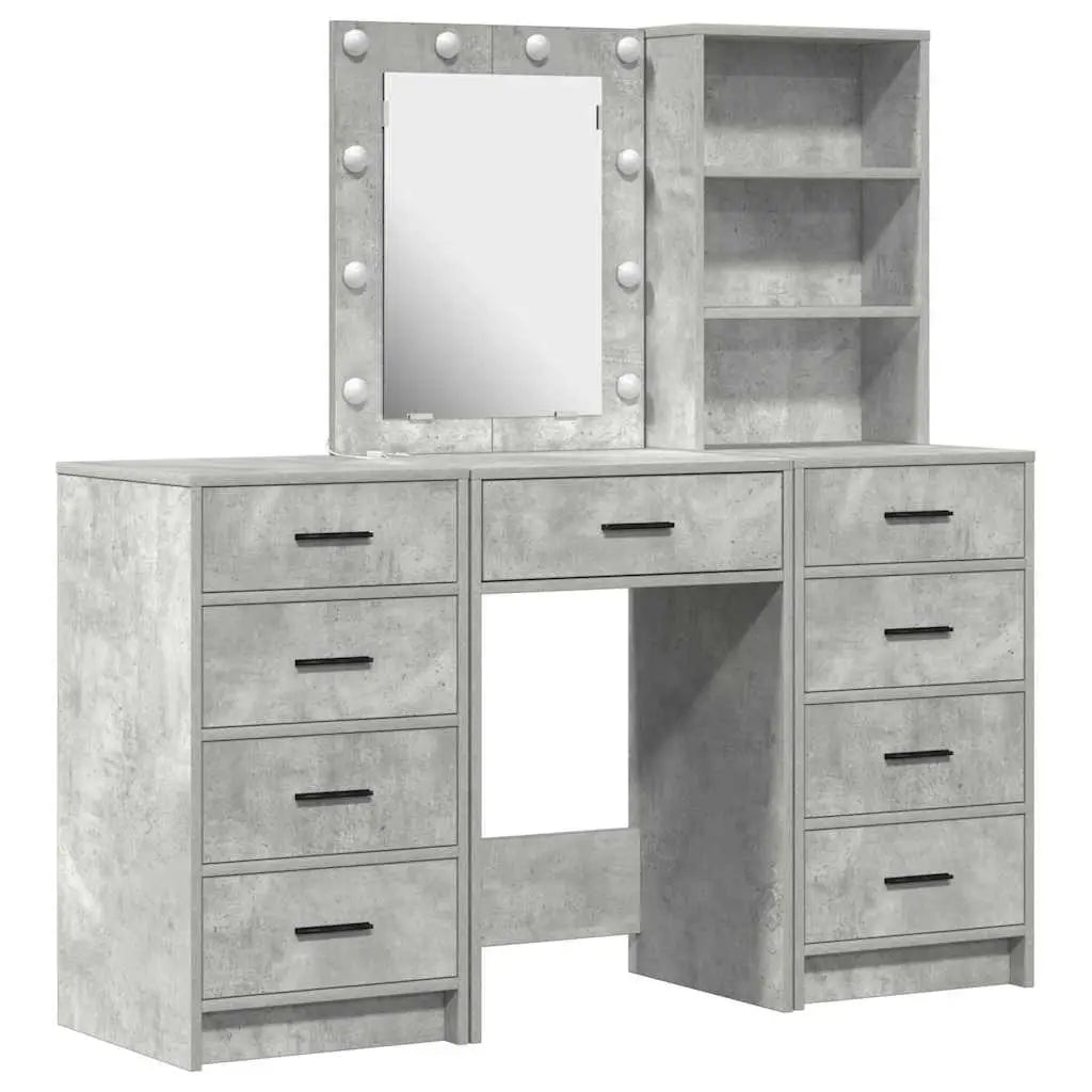 Table de Toilette 3 pc Gris 40 x 41 x 135 cm Bois d’ingénierie - XIOS