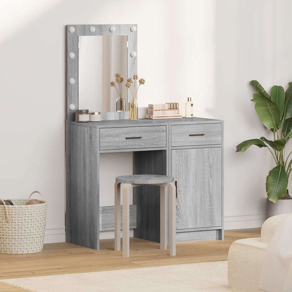 Table de Toilette 2 pcs Gris 50 x 41 x 135 cm Bois d'ingénierie - XIOS