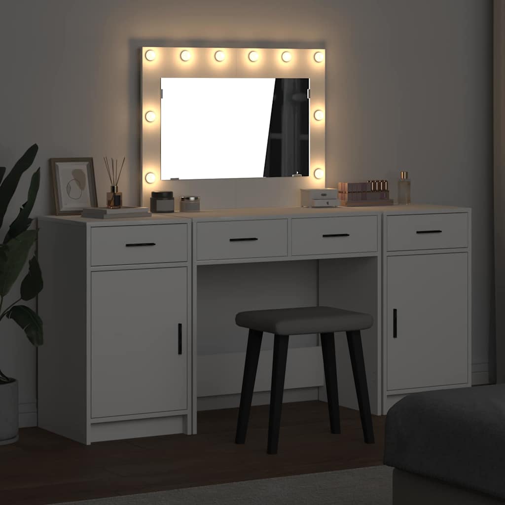 Table de Toilette 3 pcs Blanc 40 x 41 x 75 cm Bois d'ingénierie - XIOS