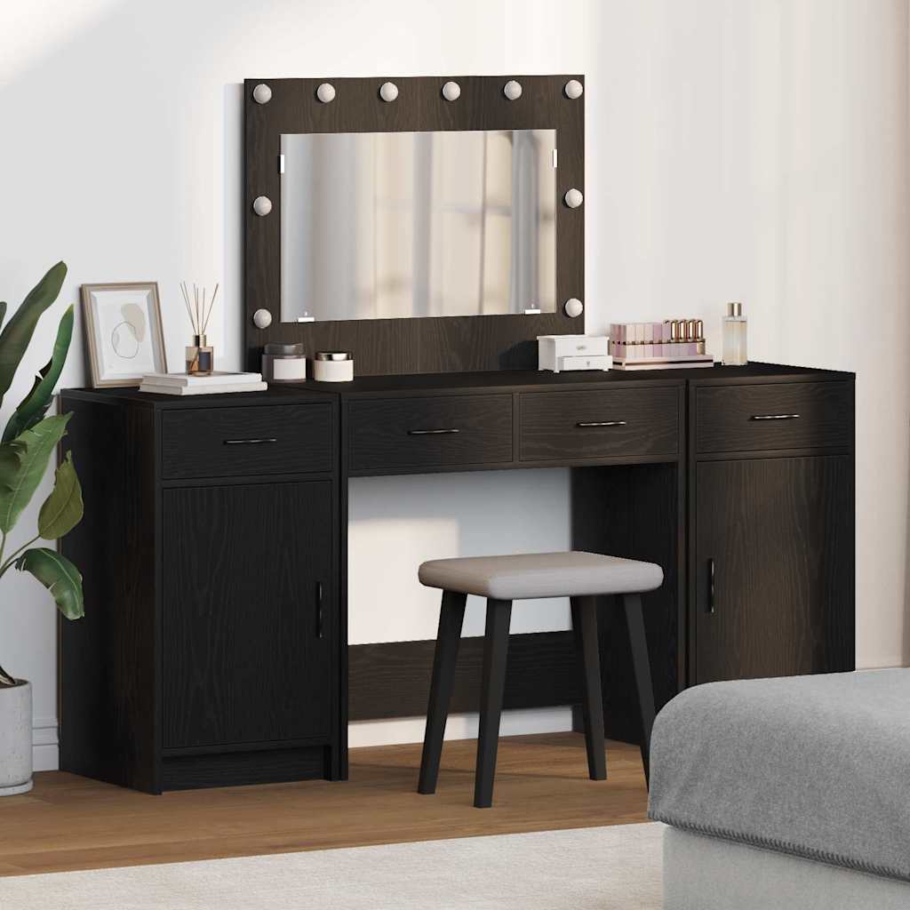 Table de Toilette 3 pcs Noir 40 x 41 x 75 cm Bois d'ingénierie - XIOS