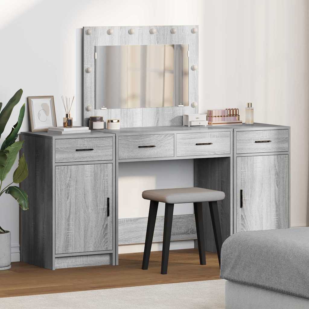 Table de Toilette 3 pcs Gris 40 x 41 x 75 cm Bois d'ingénierie - XIOS