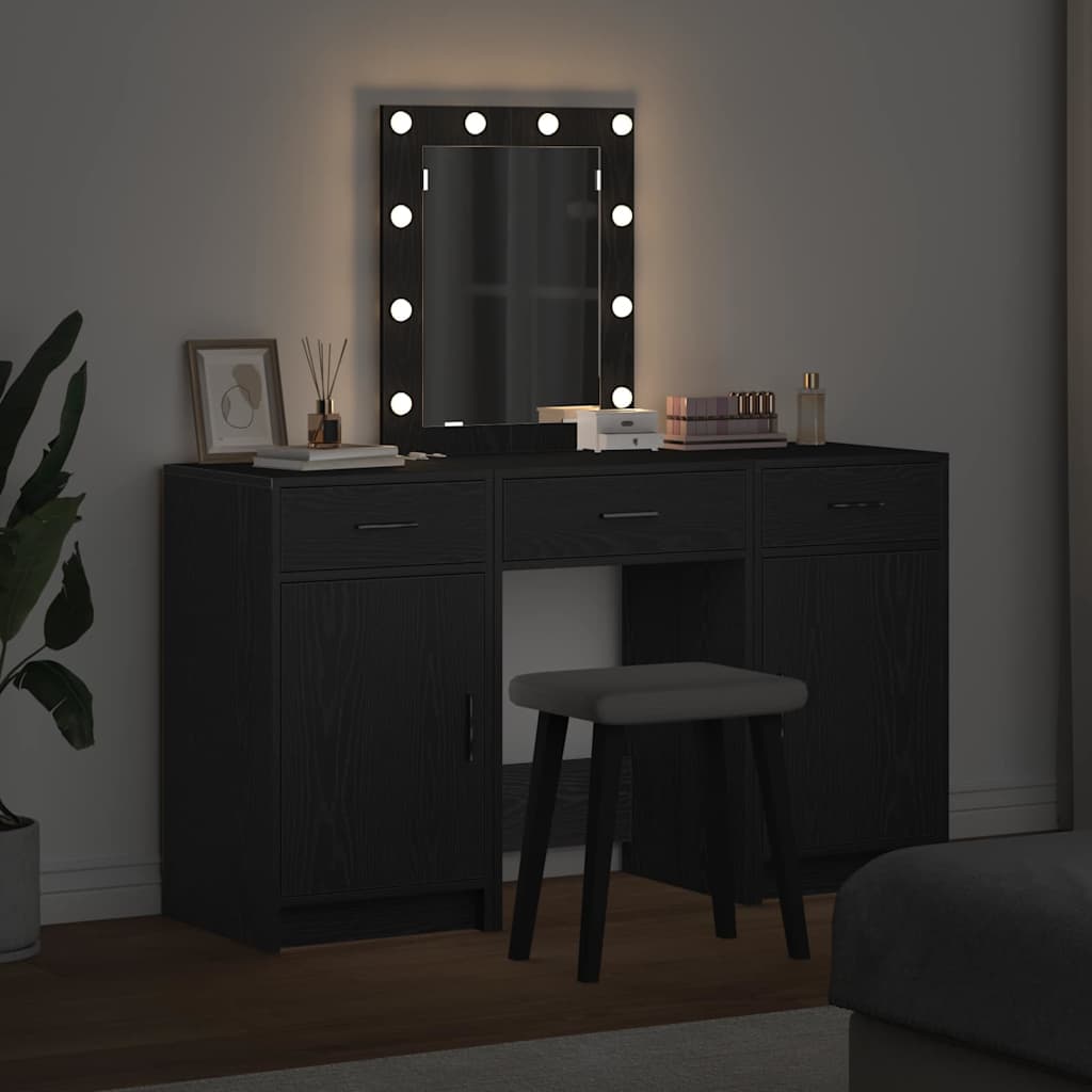 Table de Toilette 3 pcs Noir 50 x 41 x 135 cm Bois d'ingénierie - XIOS