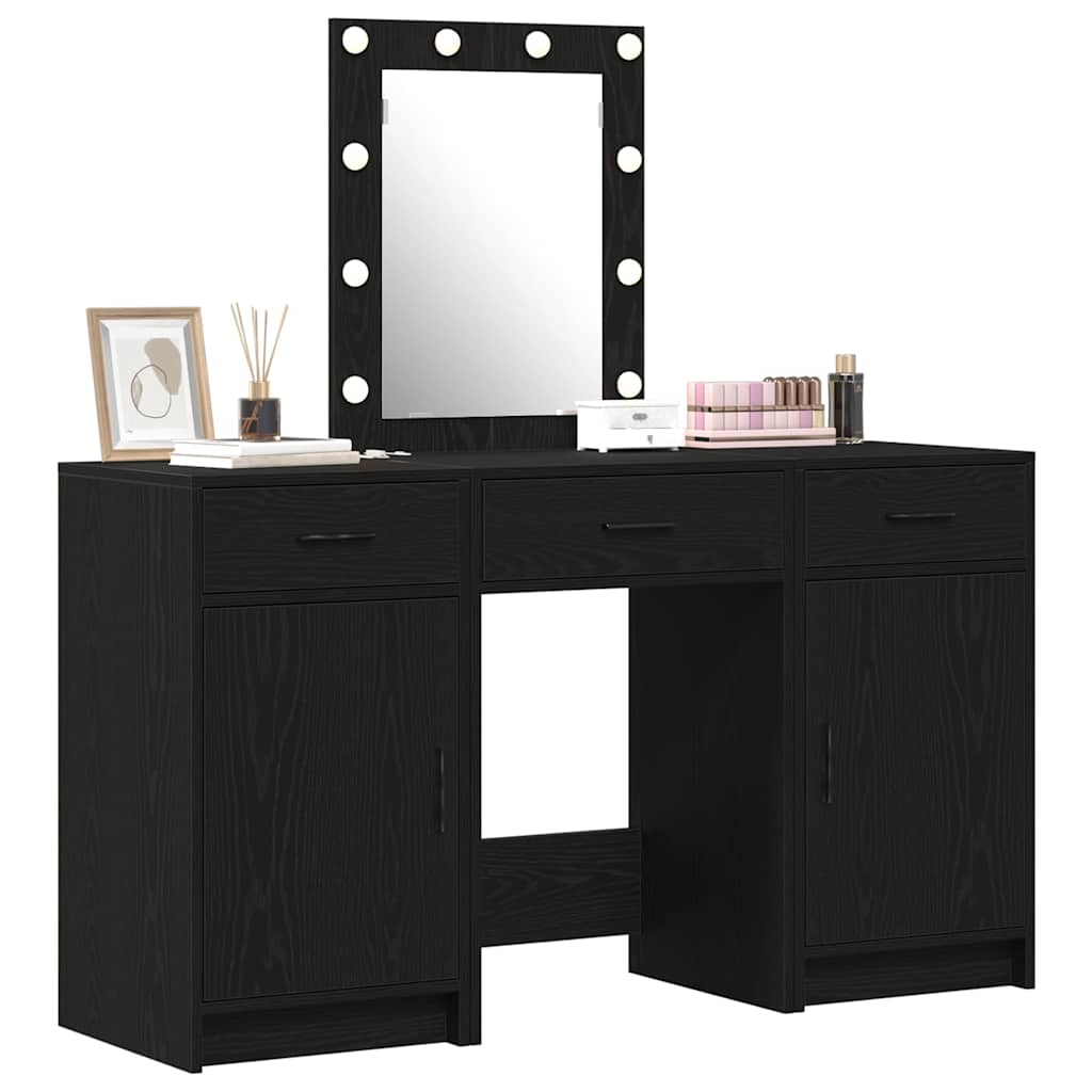 Table de Toilette 3 pcs Noir 50 x 41 x 135 cm Bois d'ingénierie - XIOS
