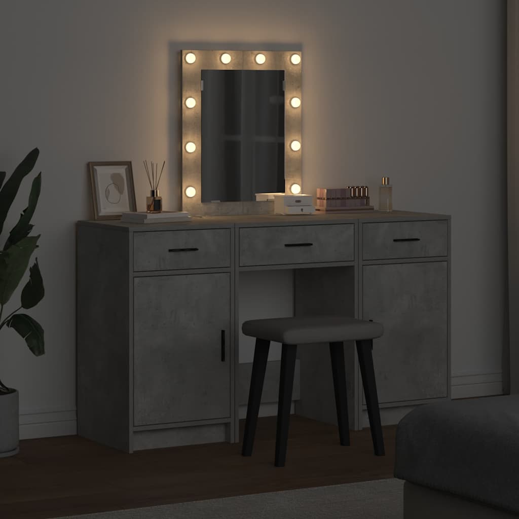 Table de Toilette 3 pcs Gris 50 x 41 x 135 cm Bois d'ingénierie - XIOS