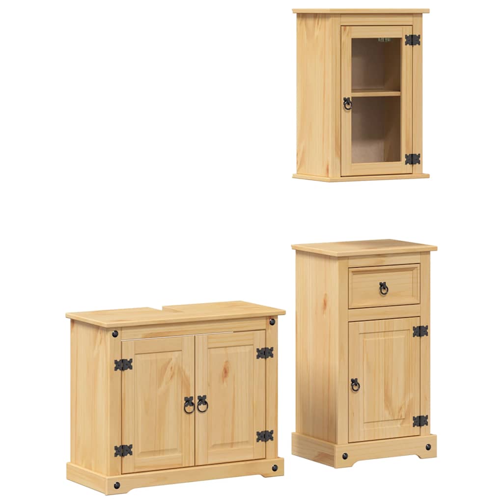 Ensemble de meubles salle de bain 3 pcs Corona bois pin massif - XIOS