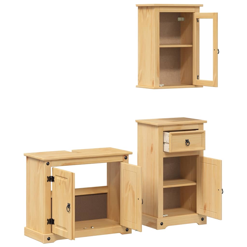 Ensemble de meubles salle de bain 3 pcs Corona bois pin massif - XIOS