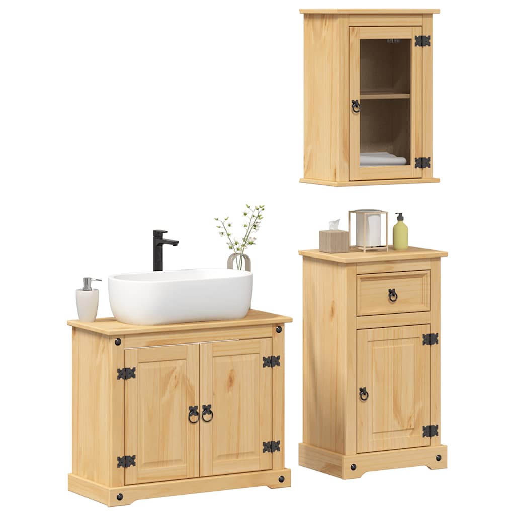 Ensemble de meubles salle de bain 3 pcs Corona bois pin massif - XIOS