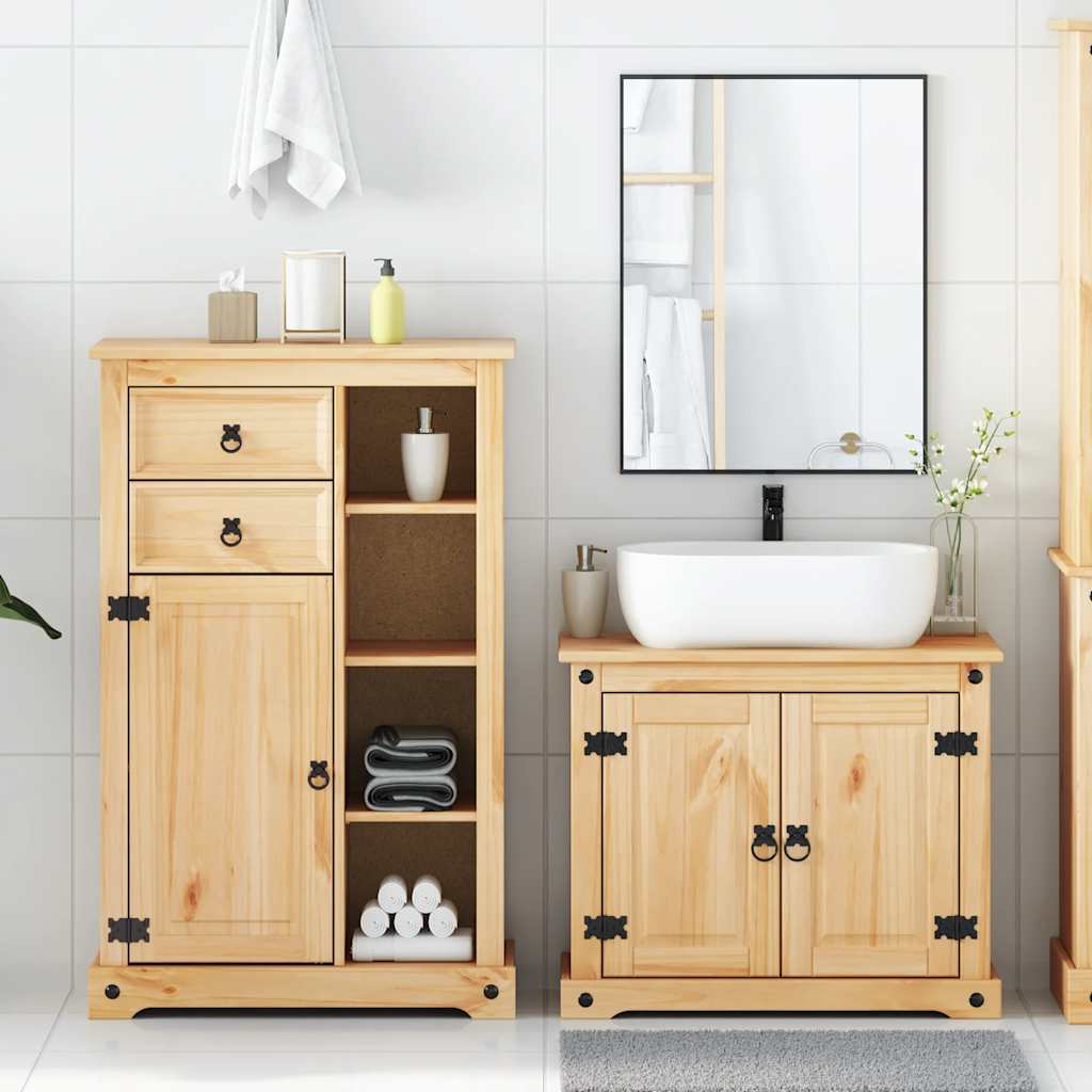Ensemble de meubles salle de bain 2 pcs Corona bois pin massif
