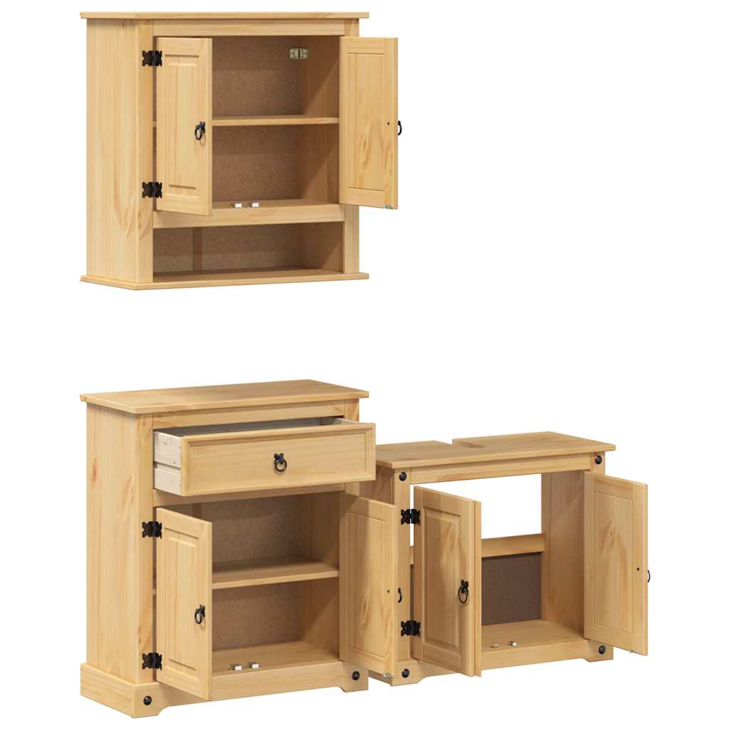 Ensemble de meubles salle de bain 3 pcs Corona bois pin massif