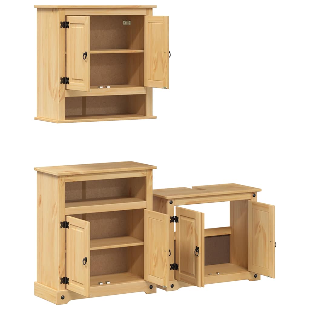 Ensemble de meubles salle de bain 3 pcs Corona bois pin massif