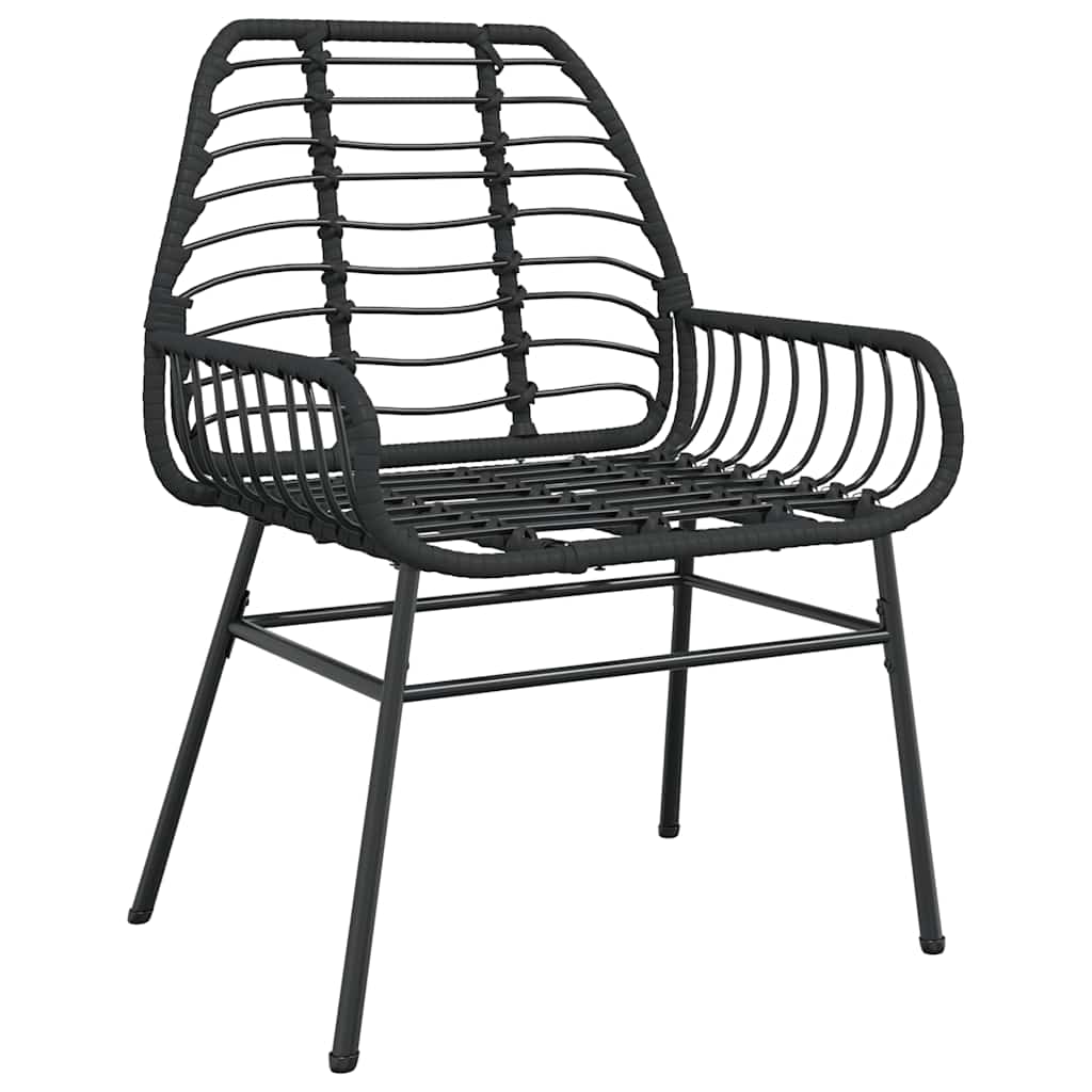 Ensemble à manger de jardin 5 pcs noir résine tressée verre