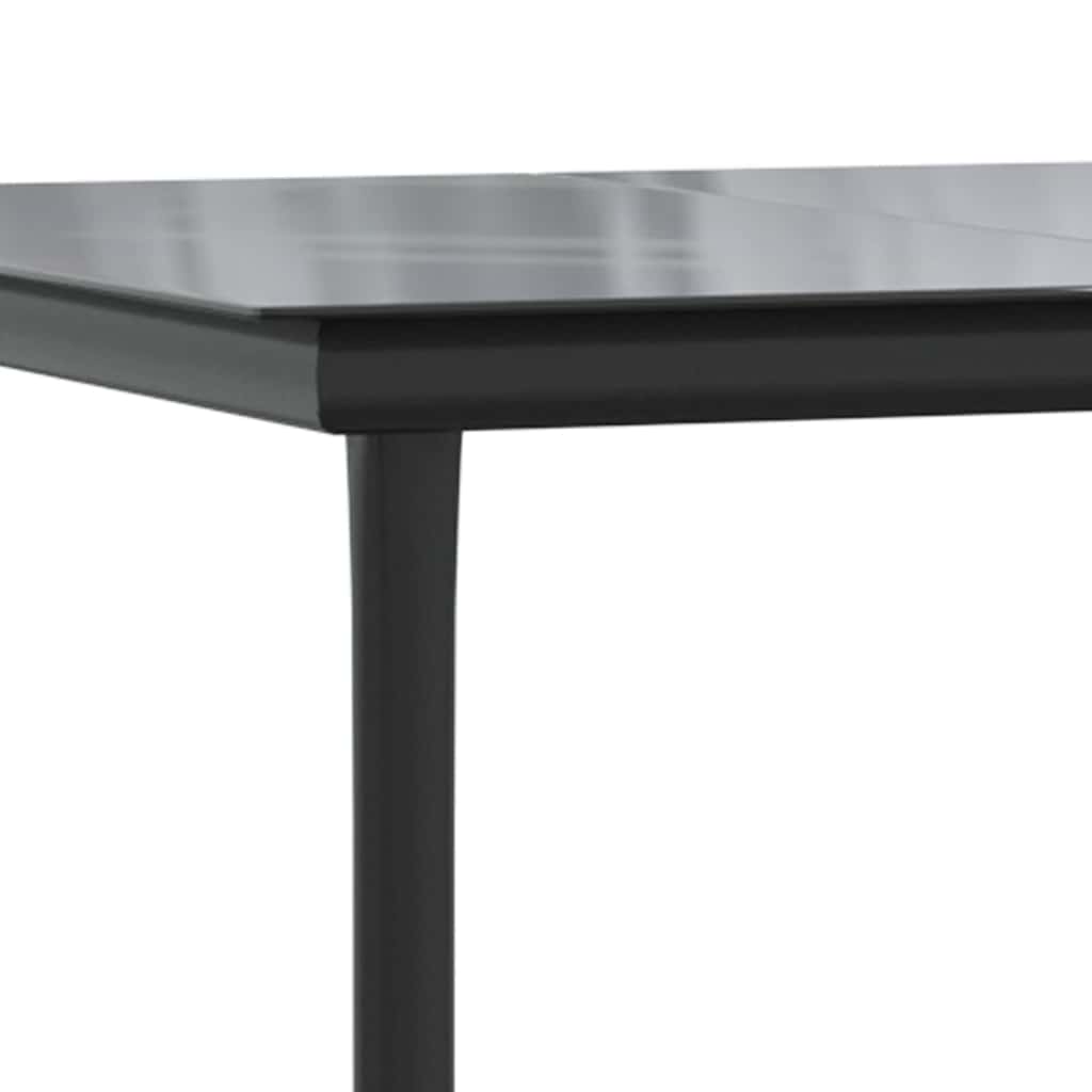 Ensemble à manger de jardin 7pcs noir poly rotin verre