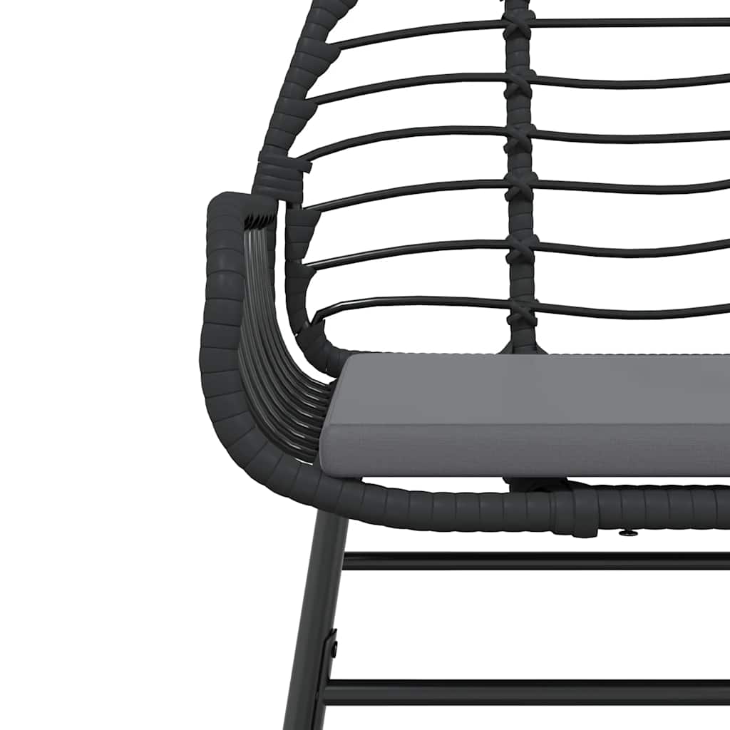 Ensemble à manger de jardin et coussins 3 pcs noir rotin verre