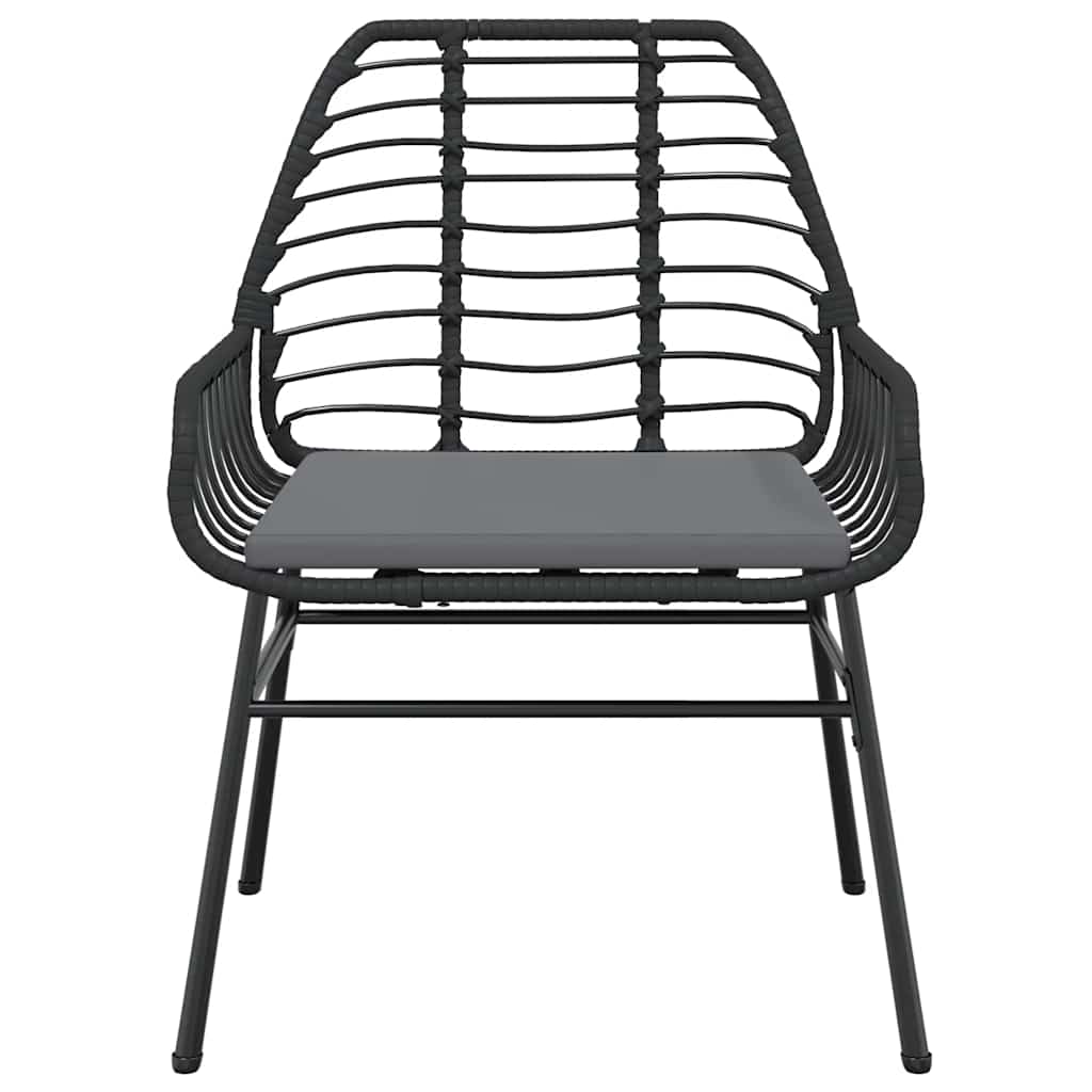 Ensemble à manger de jardin et coussins 5 pcs noir rotin verre