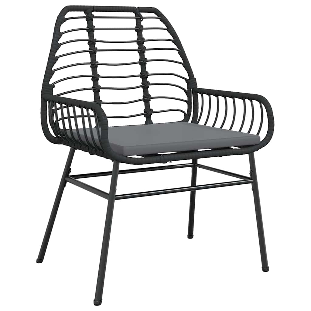 Ensemble à manger de jardin et coussins 5 pcs noir rotin verre