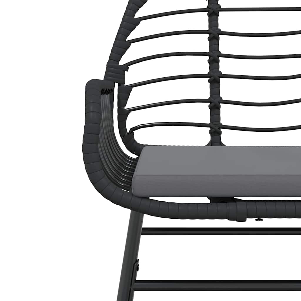 Ensemble à manger de jardin et coussins 5 pcs noir rotin verre