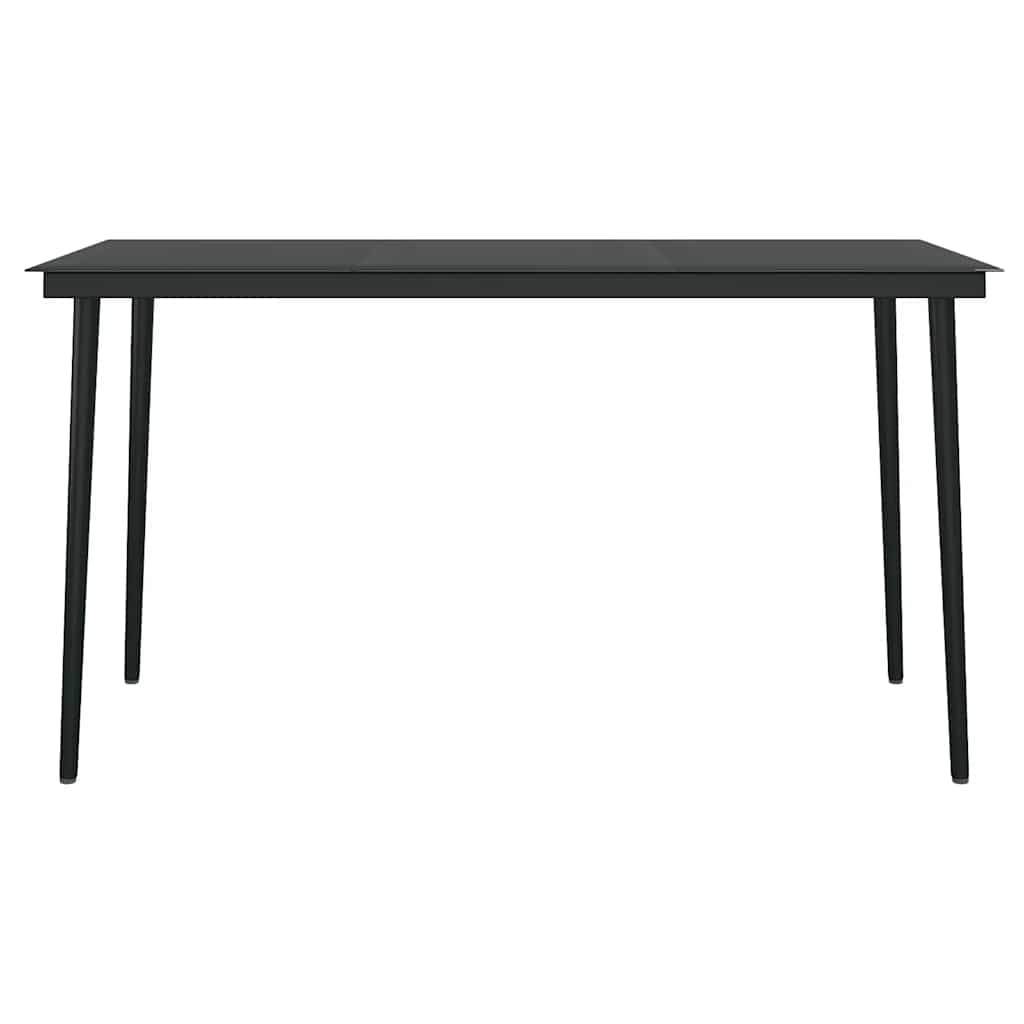 Ensemble à manger de jardin et coussins 5 pcs noir rotin verre