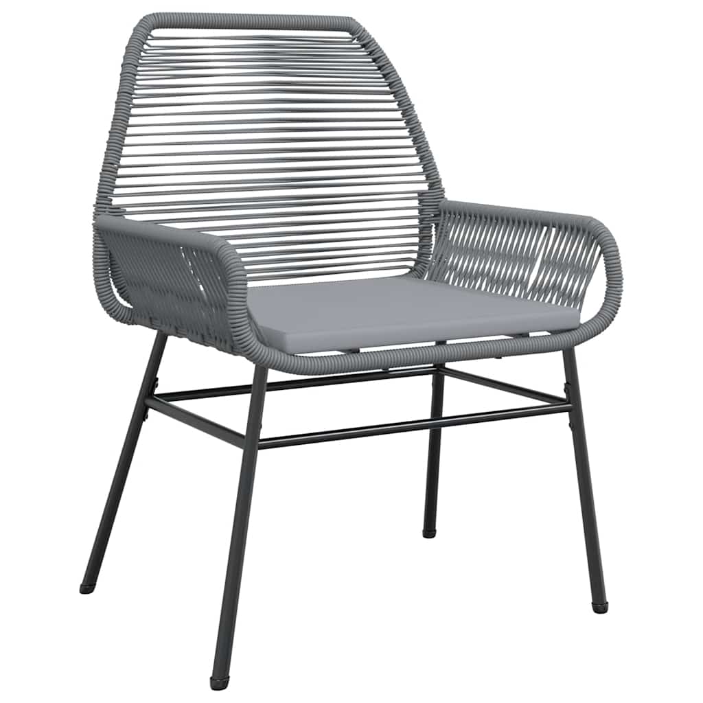 Ensemble à manger jardin coussins 3 pcs gris poly rotin verre