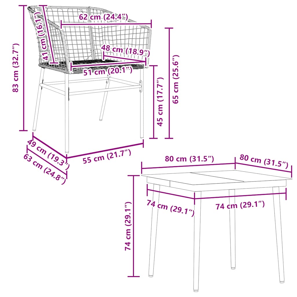 Ensemble à manger de jardin 5 pcs noir résine tressée verre